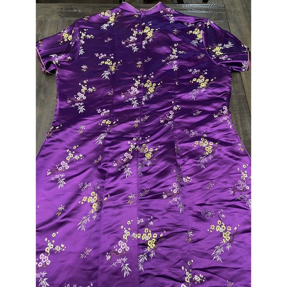 Mu lan Cheongsam Qipao purple Chinese Floral pattern Dress xxl - Picture 8 of 11